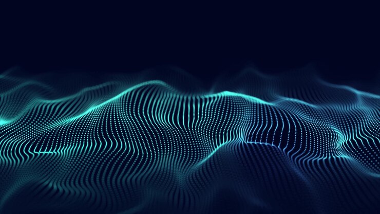 Zdjęcie dynamiczna fala cząstek abstrakcyjne futurystyczne tło wizualizacja dużych zbiorów danych renderowanie 3d