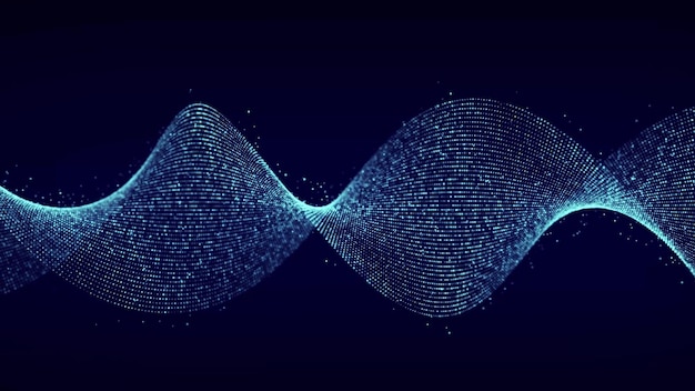 Dynamiczna fala dźwiękowa Koncepcja przepływu niebieskiej energii Cyberprzestrzeń w tle Renderowanie 3D