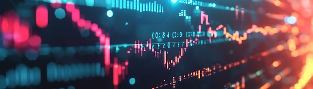 Dynamiczny cyfrowy gobelin wykresów giełdowych świecący pulsem finansów i handlu