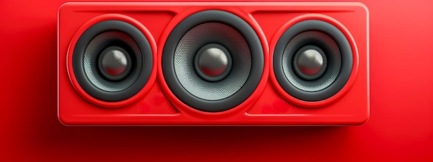 Zdjęcie dynamiczny czerwony głośnik na żywym tle