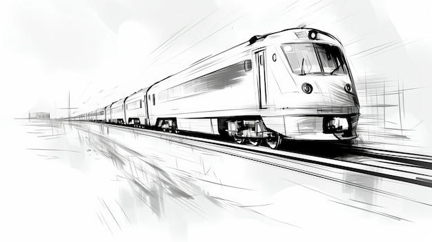 Dynamiczny szkic pociągu na torze minimalistyczny i wspaniały w skali