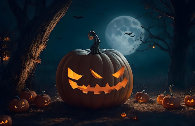 Dynia Halloween i straszny noc tło