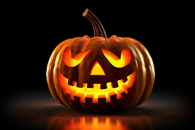 Dynia Halloween na czarnym tle Żarzące Head Jack o Latarnia z przerażającymi twarzami zła