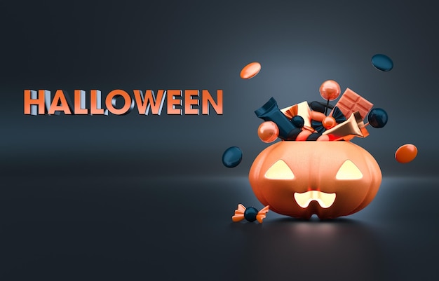 Dynia Halloween z Cukierkami Ilustracja 3D