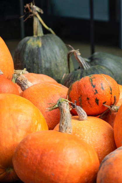 Dynia na halloween dynia na tle siana w stylu rustykalnym tło na halloween miejsce na...