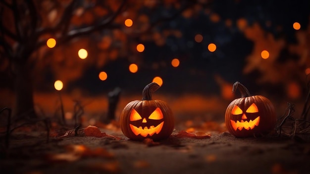 dynie halloween na tle przerażającej nocy tło horroru tło halloween