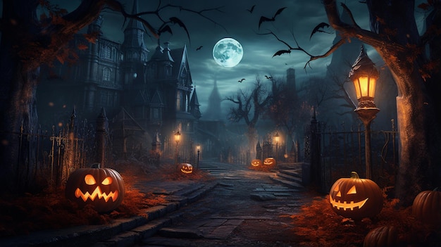 Dynie Halloween w ciemności