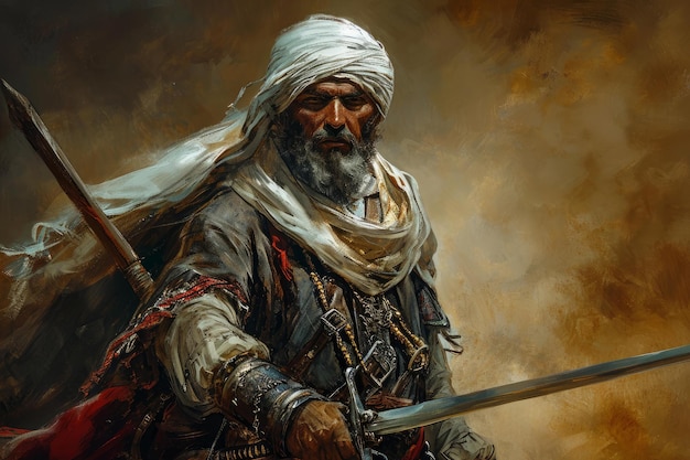 Dyscyplinowany arabski muzułmański wojownik Generate Ai