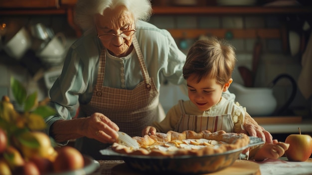 Dziadek i babcia pieczą.