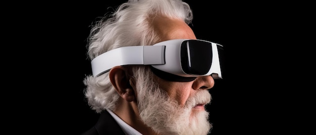 Dziadek w okularach wirtualnej rzeczywistości Generative AI