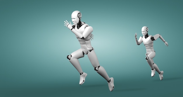 Działający Humanoidalny Robot Pokazujący Szybki Ruch I Energię życiową