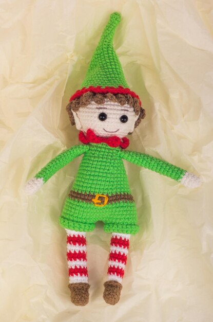 Dzianinowa Zabawka świąteczny Elf świąteczny Prezent