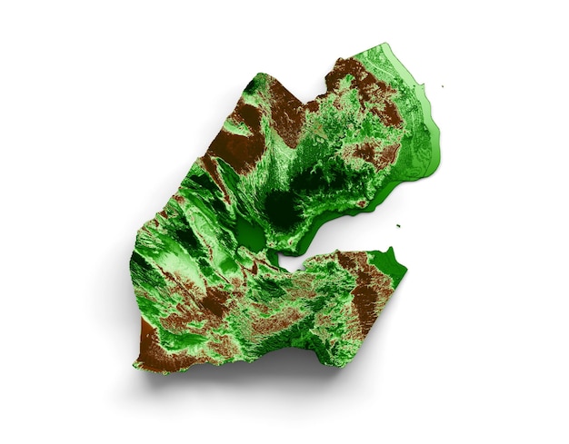 Dżibuti Mapa topograficzna 3d realistyczna mapa Kolorowa ilustracja 3d