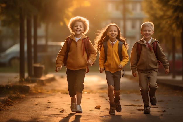 Dzieci biegnące do szkoły