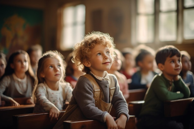 Dzieci mające klasę Lekcja podstawowa Generuj Ai