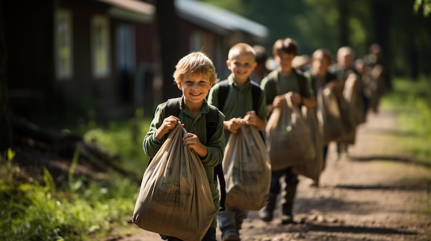 Dzieci organizują tapetę w sąsiedztwie