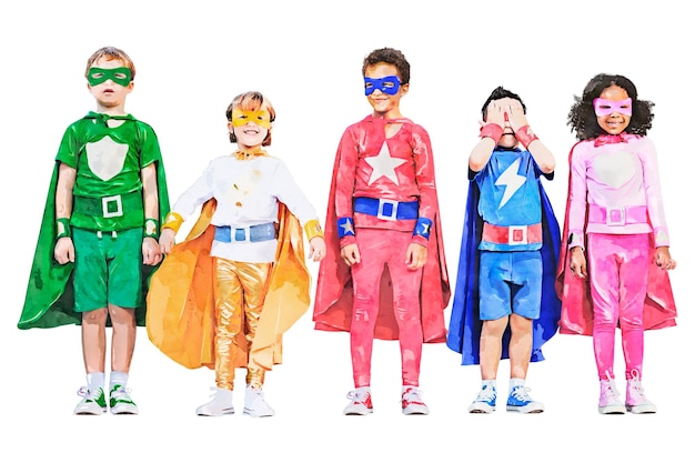 Dzieci superbohaterów png clipart akwarel dzieci aspiracji koncepcji
