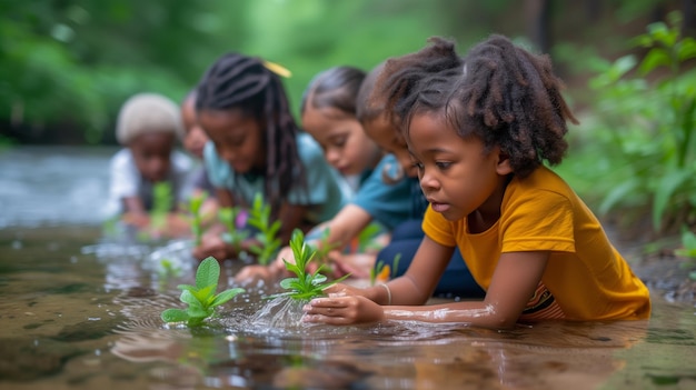 Dzieci uczą się o oszczędzaniu wody w Dniu Ziemi