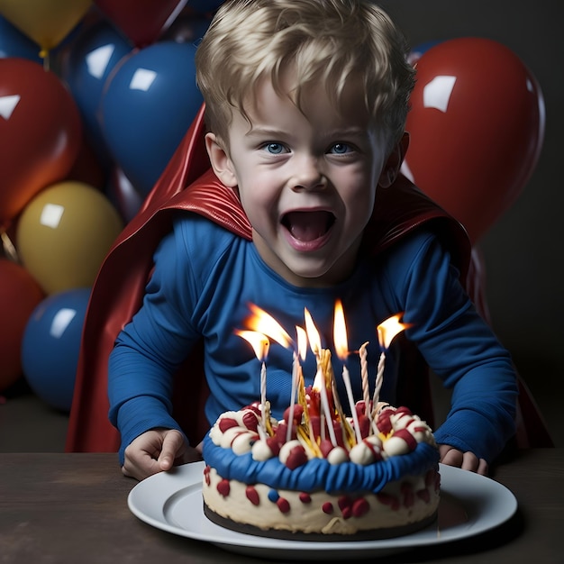 Dzieciak szczęśliwy świętujący urodziny stworzony za pomocą generatywnej ai