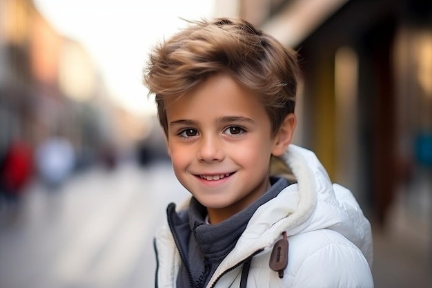 Dzieciak z Europy uśmiecha się do kamery