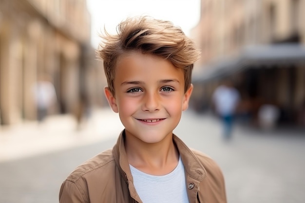 Dzieciak z Europy uśmiecha się do kamery