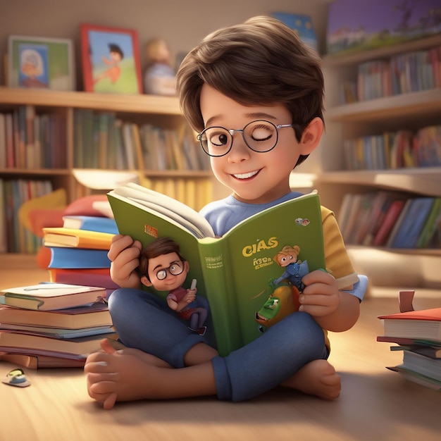 Dziecięce postacie z kreskówek w stylu pixar ilustracje przez ai generative