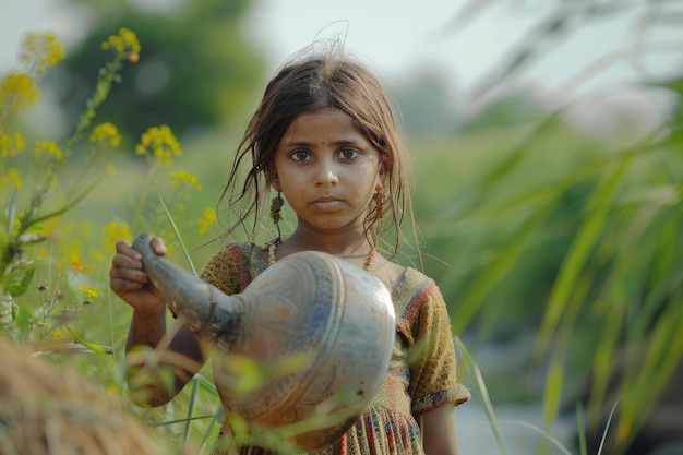 Dzieciństwo zrujnowane przez codzienne zbieranie wody w indyjskim stawie wiejskim