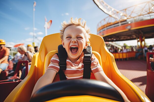 Dziecko bawi się na roller coasterze.