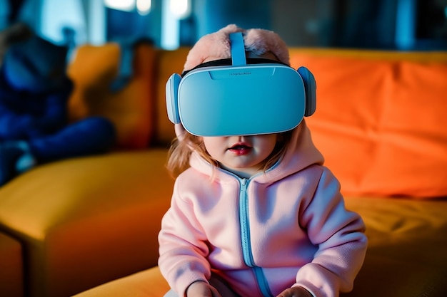 Dziecko bawiące się w słuchawkach wirtualnej rzeczywistości Generative AI