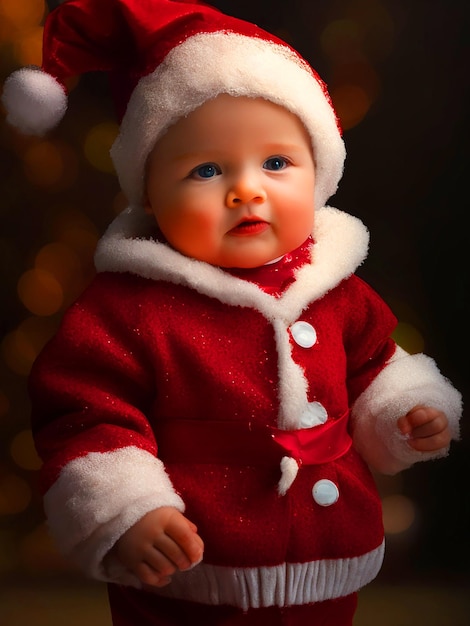 dziecko stoi ubrane jako świąteczna dziewczyna zdjęcie