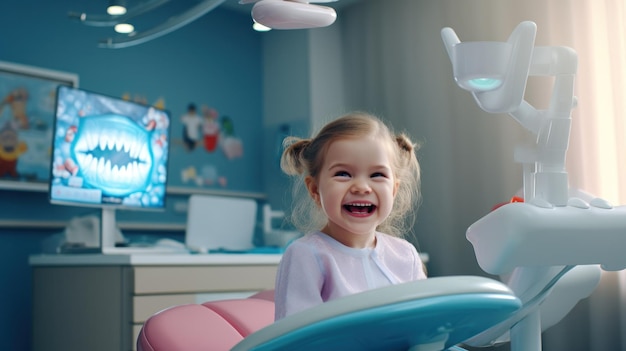 Dziecko w gabinecie dentystycznym Ilustracja AI GenerativexA