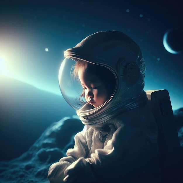 dziecko w ubraniach astronauty