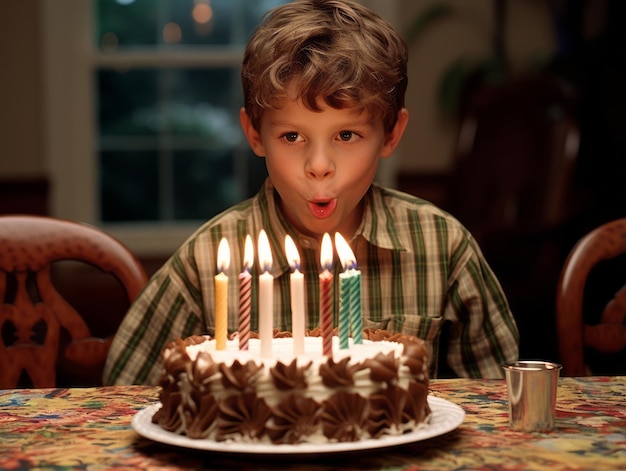 Dziecko zdmuchuje świeczki na torcie urodzinowym