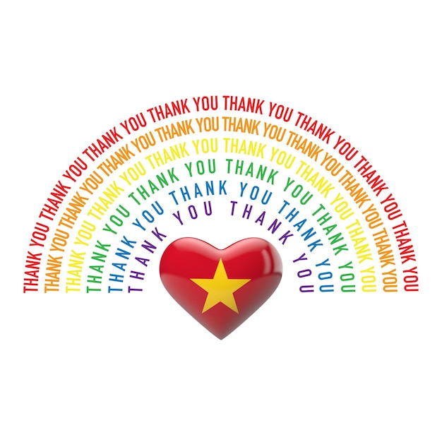 Dziękuję tęczy z flagą wietnamu w sercu d renderowania