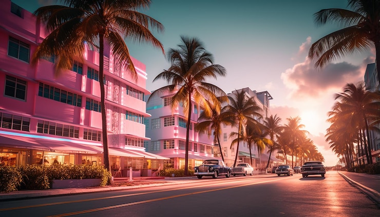 Zdjęcie dzielnica plażowa miami w 2023 roku