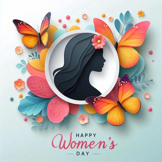 Dzień Kobiet 8 marca ilustracja z motylem