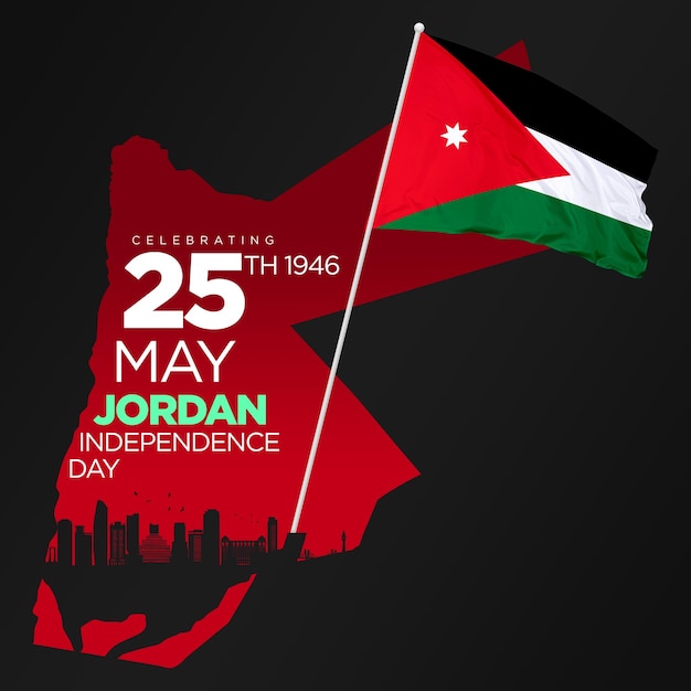 Dzień Narodowy Jordanii 3d wzór wzoru Flaga Jordanii świętowanie Dnia Niepodległości