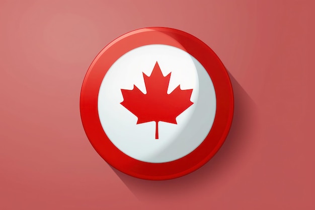 Dzień Niepodległości Kanady czerwone kółko z ikoną liścia klonu