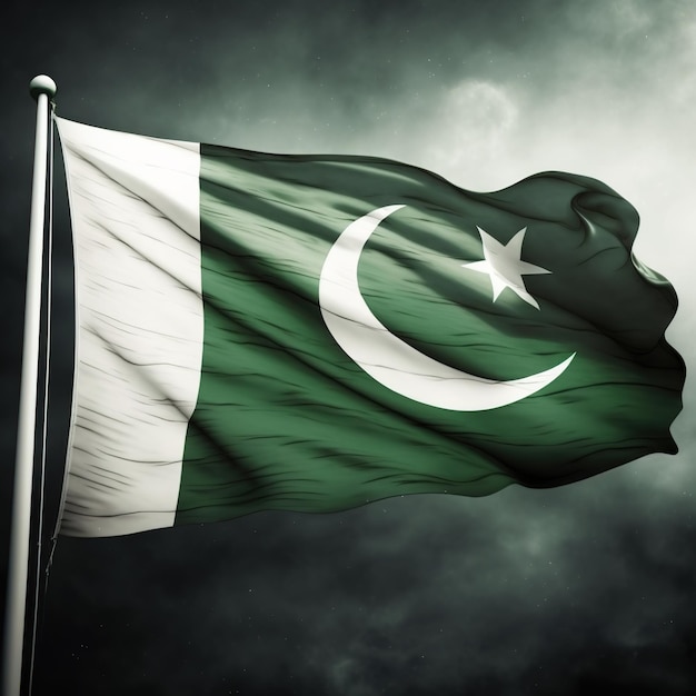 Dzień Niepodległości Pakistanu 14 sierpnia żołnierze machający tkaniną pakistańską flagą pakistanu