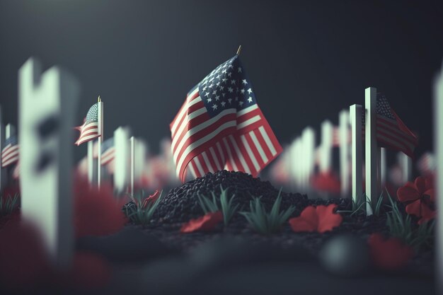 Dzień Pamięci ku czci wszystkich, którzy służyli Narodowe święto amerykańskie z flagą narodową USA Pamiętaj i honoruj patriotyzm