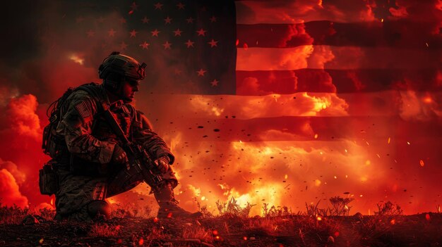 Dzień Pamięci Patriotów, amerykańskie święto, amerykański żołnierz o zachodzie słońca