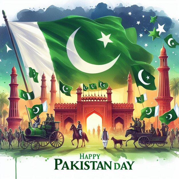 Dzień rezolucji Pakistanu lub szablon projektowania dnia Pakistanu