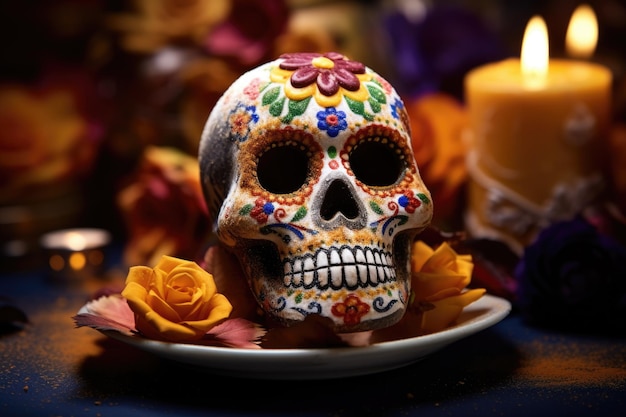 Dzień umarłych Dia De Los Muertos Uroczystość Tło Generowane przez AI