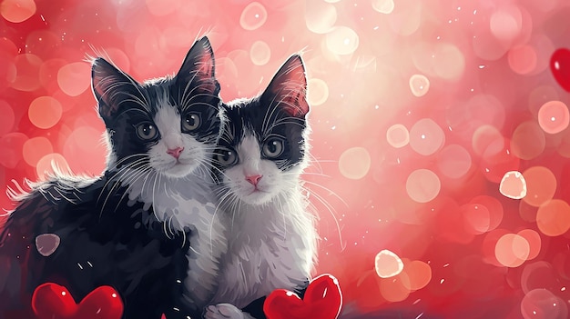 Dzień Walentynek para kotów tło