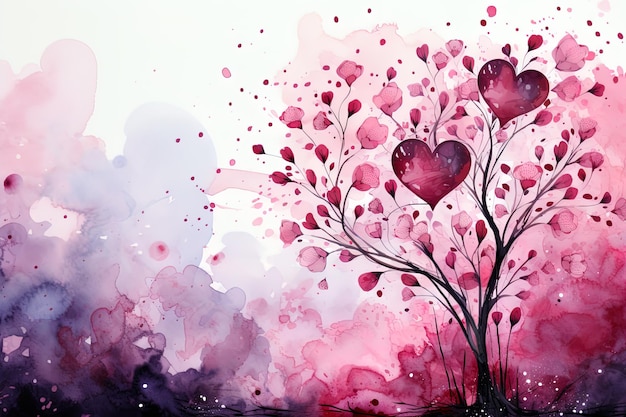 Dzień Walentynek różowy akwarel krajobraz tło Ai sztuka generatywna