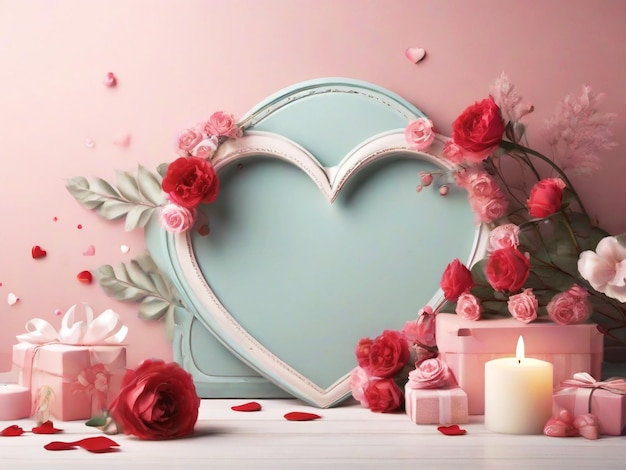 Dzień Walentynek tło banner projekt najlepszej jakości hiper realistyczny obraz z sercem dar miłości
