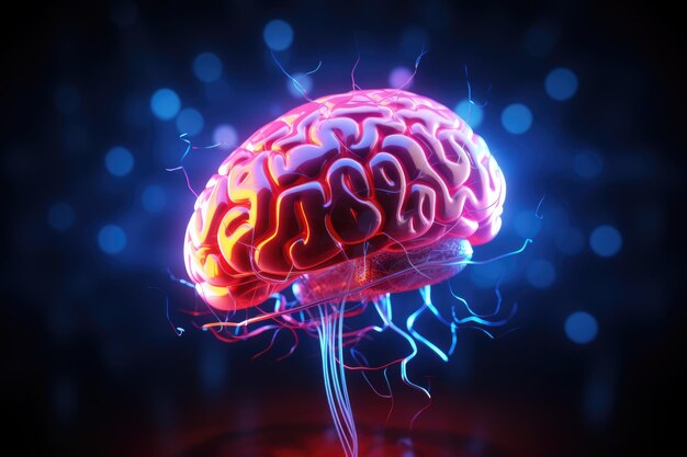 Dzień Zdrowia Mózgu w Chinach 3D świadczonych ilustracji mózgu Model 3D ludzkiego mózgu