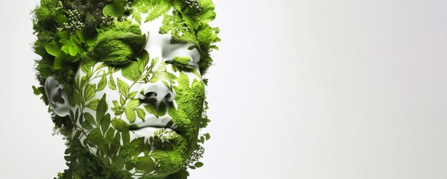 Dzień zdrowia wielobarwna kobieca głowa wykonana z trawy Fikcyjna osoba utworzona za pomocą generatywnego symbolu AI Body care