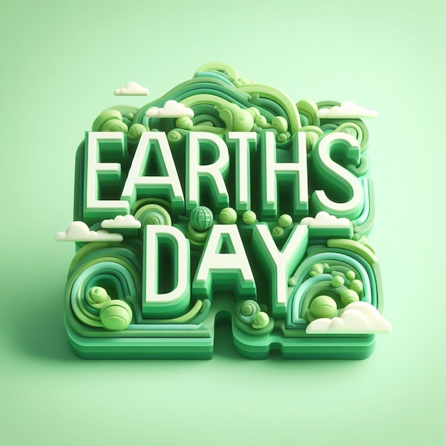 Zdjęcie dzień ziemi słowo karta zaproszenia zrównoważony rozwój i ekologia koncepcja ai generowana