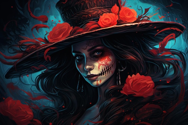 Dzień zmarłych w Meksyku Dia de Muertos Generative AI